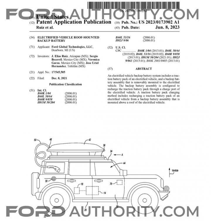 Ford Patent Roof-Mounted Backup Battery