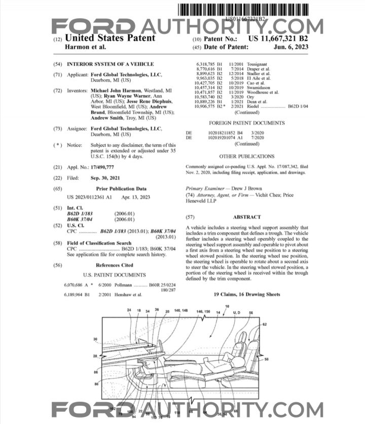 Ford Patent Sleep System