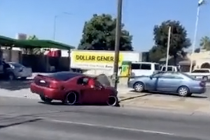 Ford Mustang Crashes Into Pole While Drifting - Exterior 001 - Rear Three Quarters