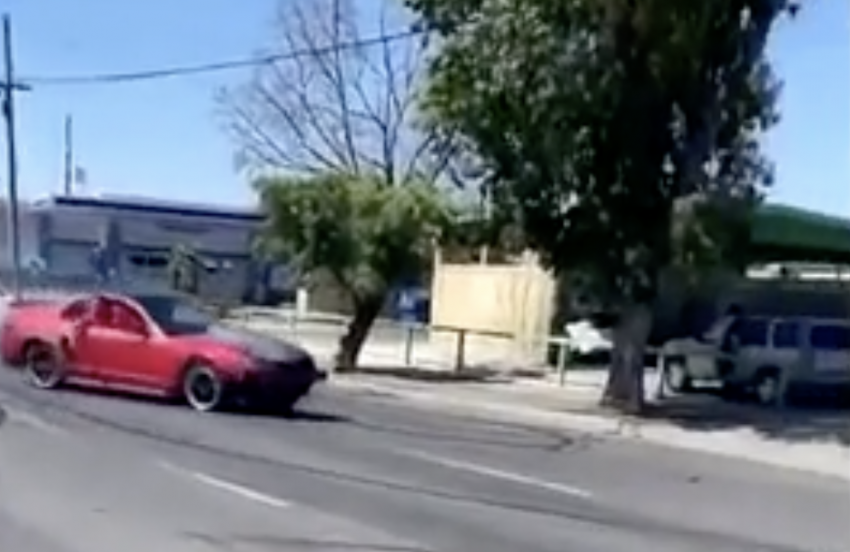Ford Mustang Crashes Into Pole While Drifting - Exterior 002 - Front Three Quarters