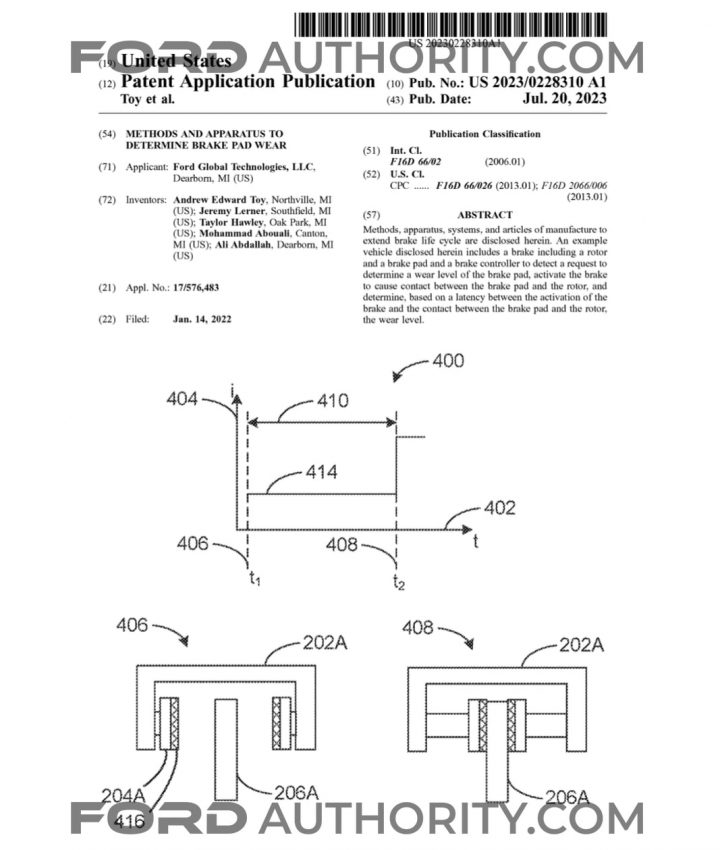 Ford Patent Brake Pad Wear Monitoring System