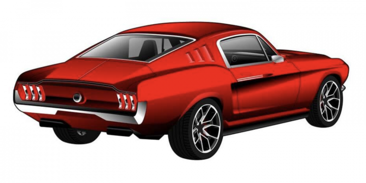 Brand New Muscle Car Ford Mustang Continuation Rendering - Exterior 002 - Rear Three Quarters