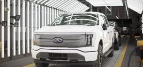Ford F-150 Lightning Production Restart Rouge Electric Vehicle Center - Exterior 001 - Front Three Quarters