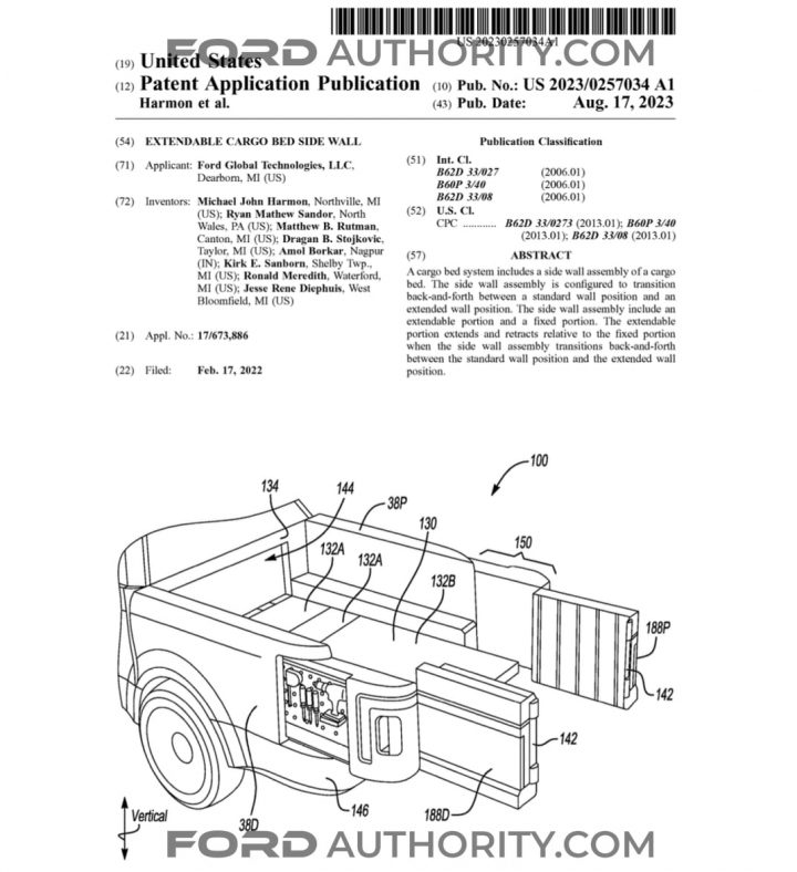 Ford Patent Extendable Cargo Bed Side Wall