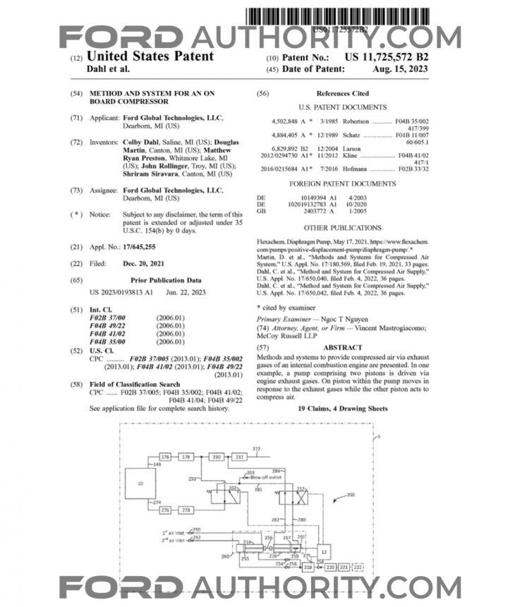 Ford Patent Onboard Air Compressor