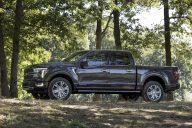 A photo showing the exterior of the 2024 Ford F-150 Platinum from a side angle.