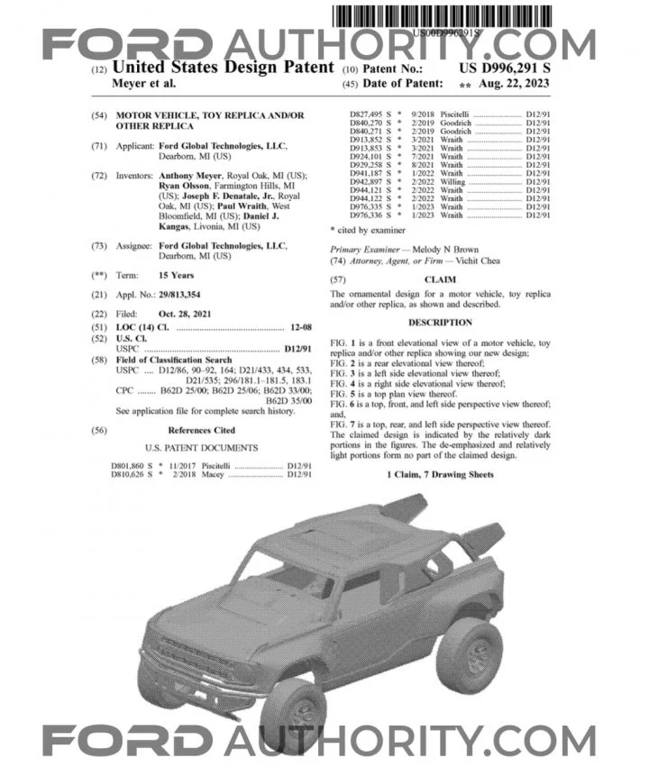 Ford Bronco DR Toy Replica Design Patent