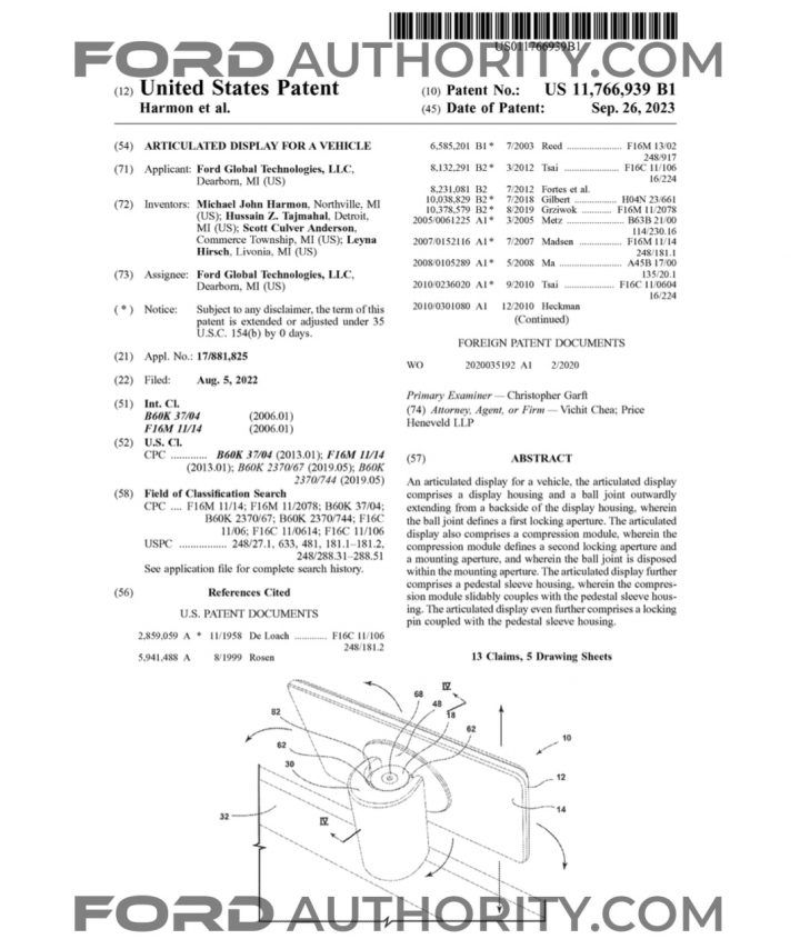 Ford Patent Articulated Touchscreens