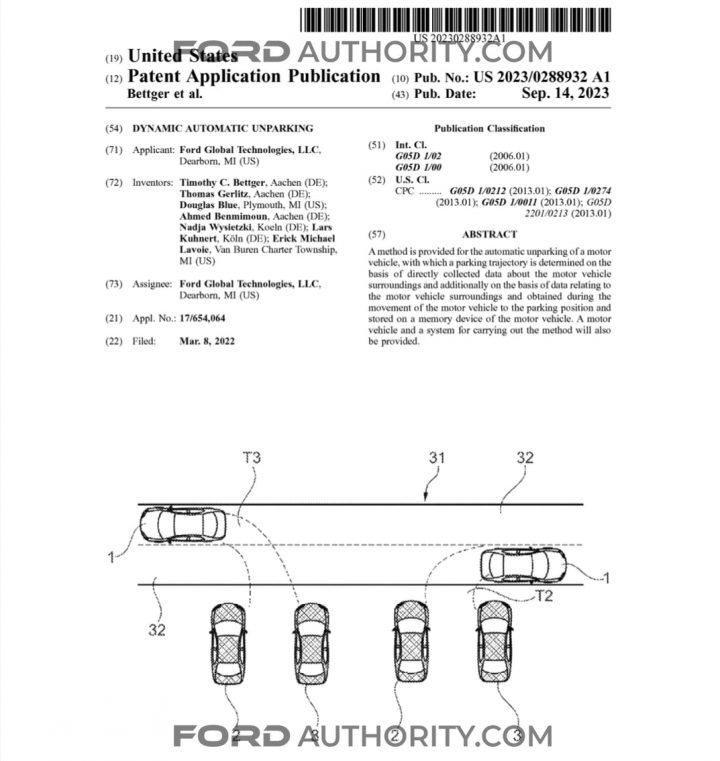 Ford Patent Dynamic Unparking System