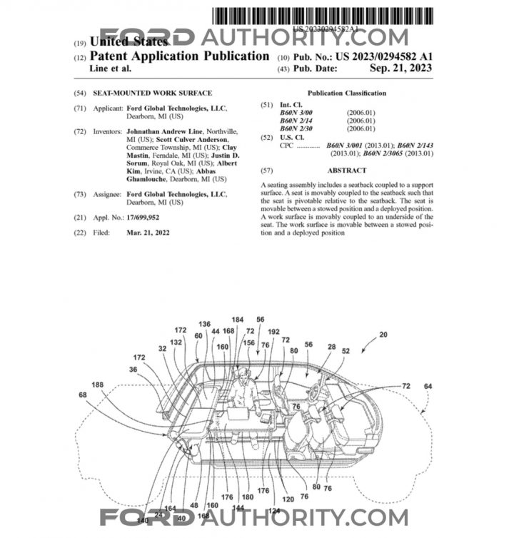Ford Patent Seat-Mounted Work Surface 001