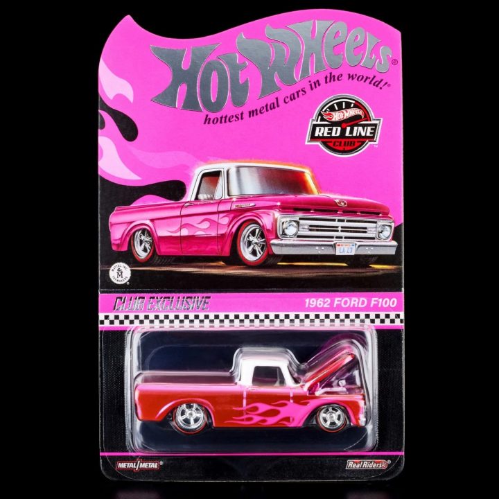 1962 Ford F-100 Pink Edition Diecast Hot Wheels Red Line Club - Exterior 003 - Blister Pack