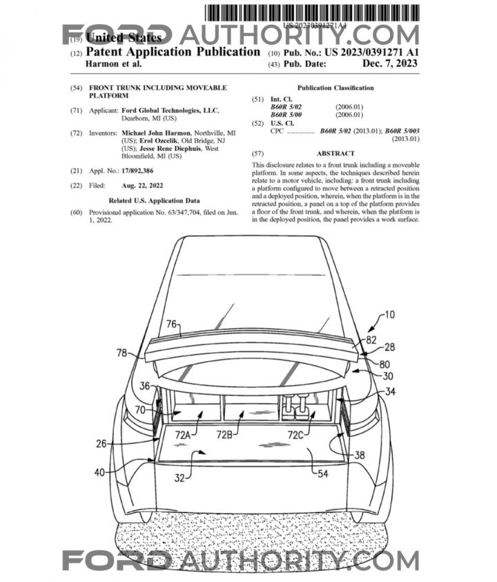 Ford Patent Frunk With Moveable Platform
