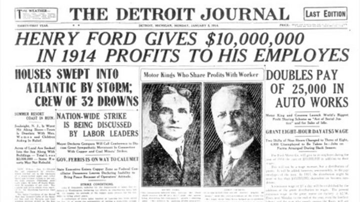 Ford $5 Workday Announcement Newspaper