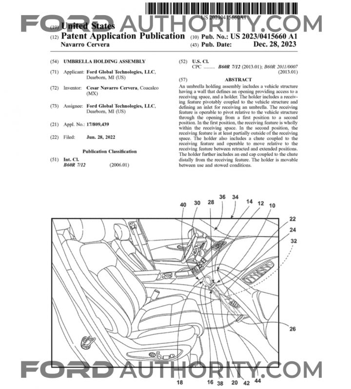 Ford Patent Integrated Umbrella Holders