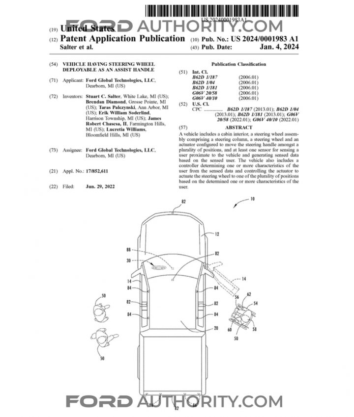 Ford Patent Steering Wheel Assist Handle