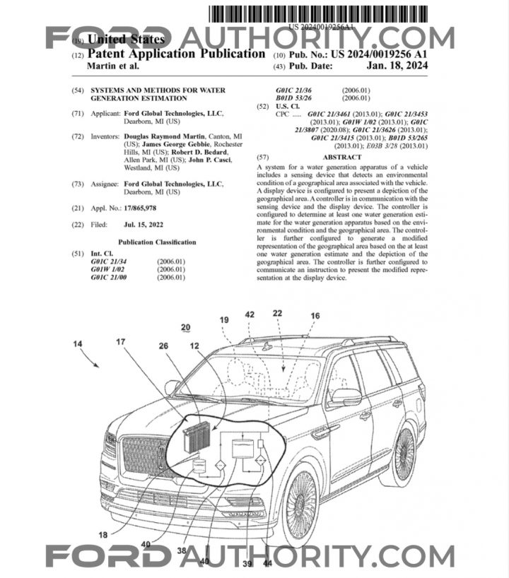 Ford Patent Water Generation Estimation Tech