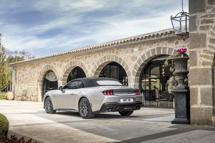 2024 Ford Mustang GT Convertible Europe - Exterior 001 -Rear Three Quarters