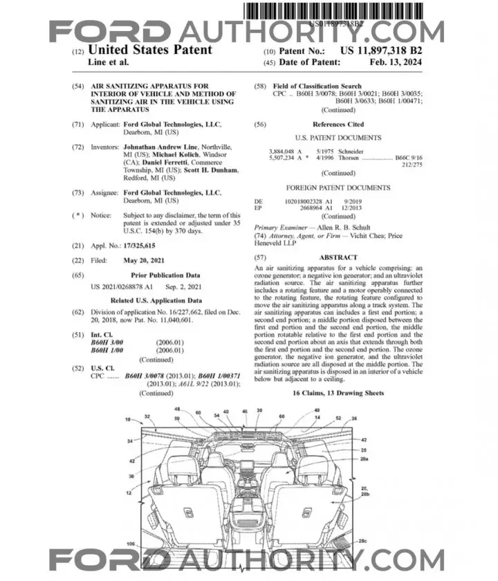 Ford Patent Air Sanitizing Apparatus