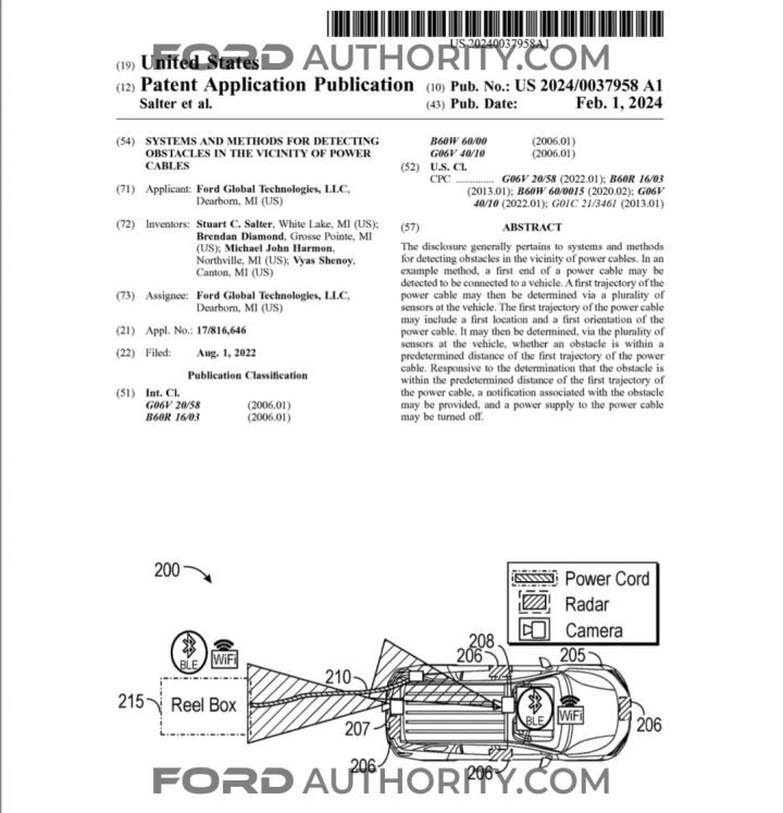 Ford Patent Power Cable Obstacle Detection System