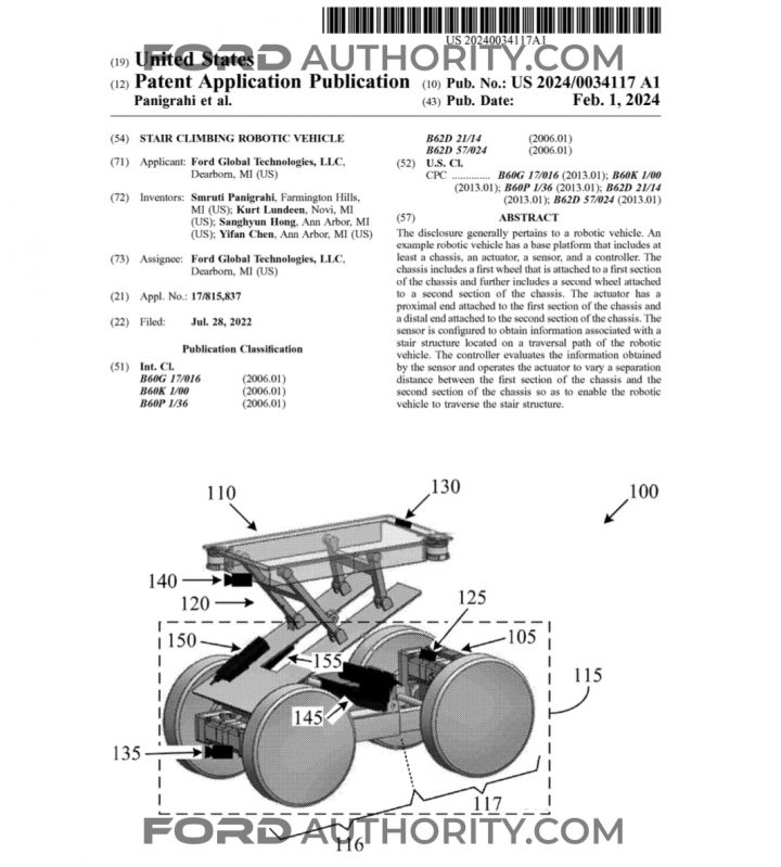 Ford Patent Stair Climbing Robotic Vehicle