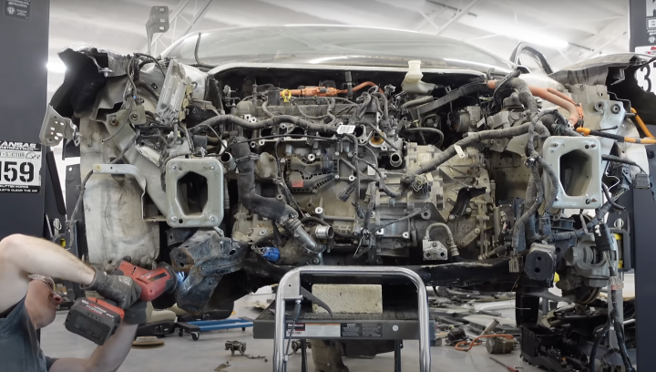 Wrecked 2017 Ford Fusion Energi - Engine Bay 001