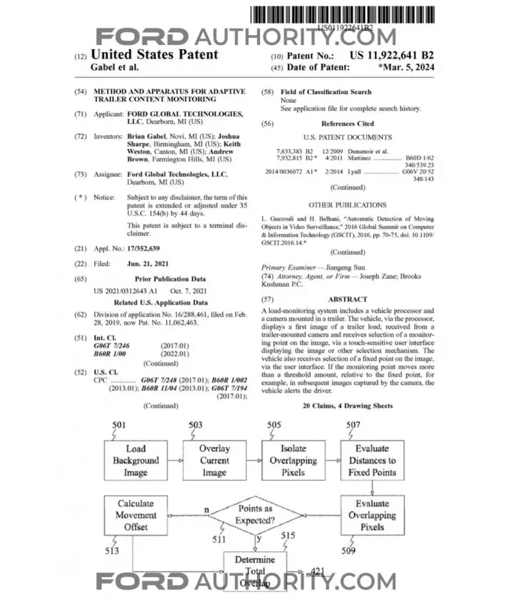Ford Patent Trailer Content Monitoring System