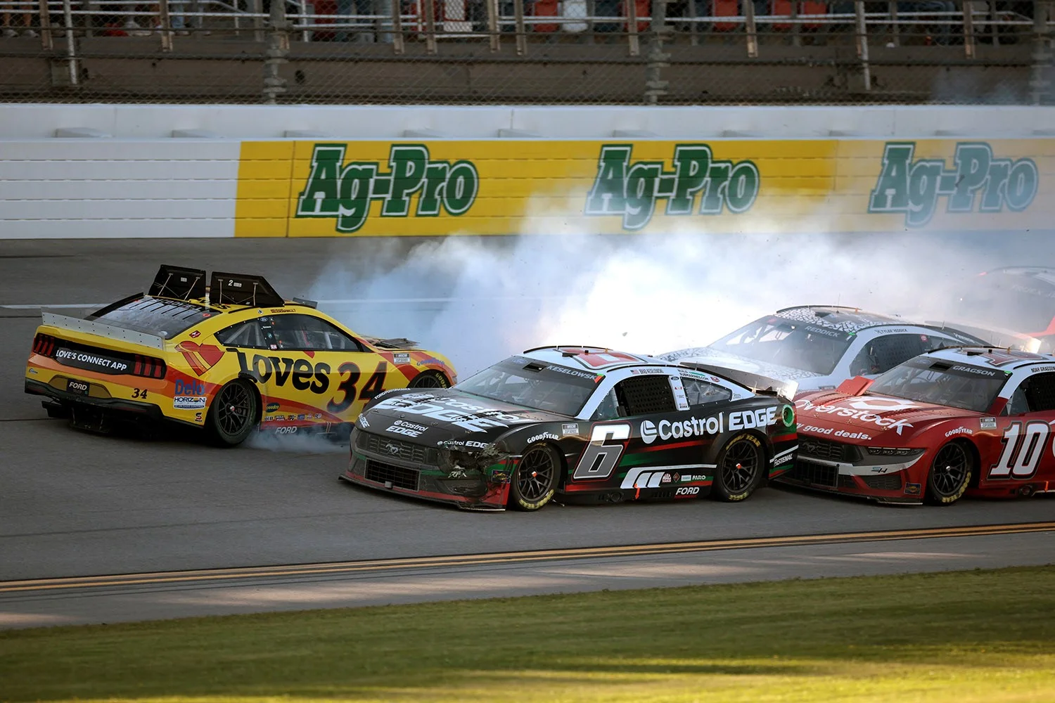 NASCAR Ford Drivers Dumped On Last Lap At Talladega Video