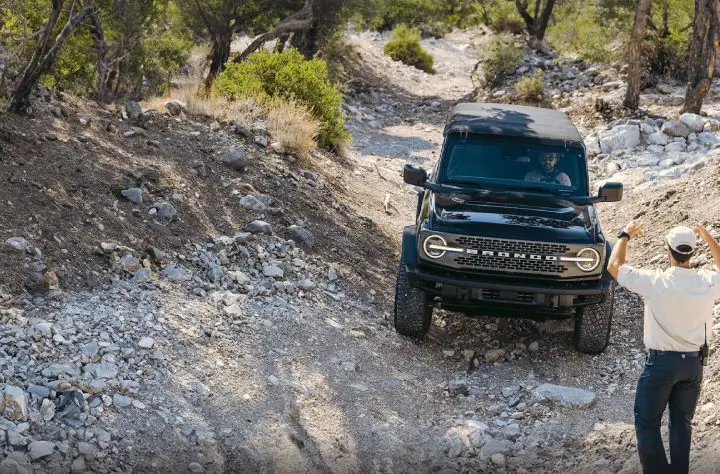 Photo of the Ford Bronco being driven at an Off-Roadeo event. The campaign earned the Marketing Disruptor of the Year award.
