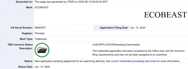 Ford EcoBeast Trademark Filing June 2024