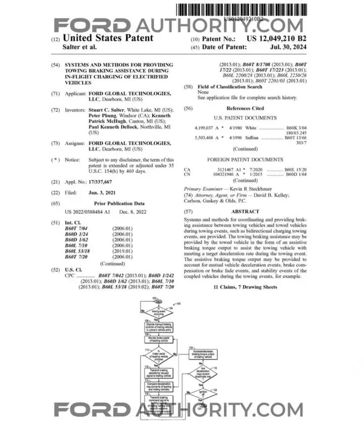 Ford Patent In-Flight EV Towing Braking Assistance