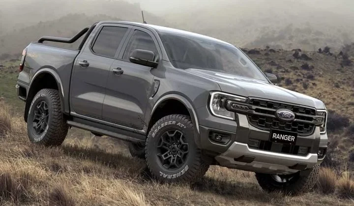 A photo showing the exterior of the Ford Ranger Tremor from a front three quarters angle.