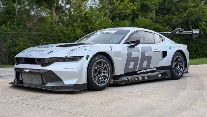 Photo showing a side view of the No. 66 Ford Mustang GT3, which will be driven by Robert Megennis and Jenson Altzman in the IMSA sprint races. 