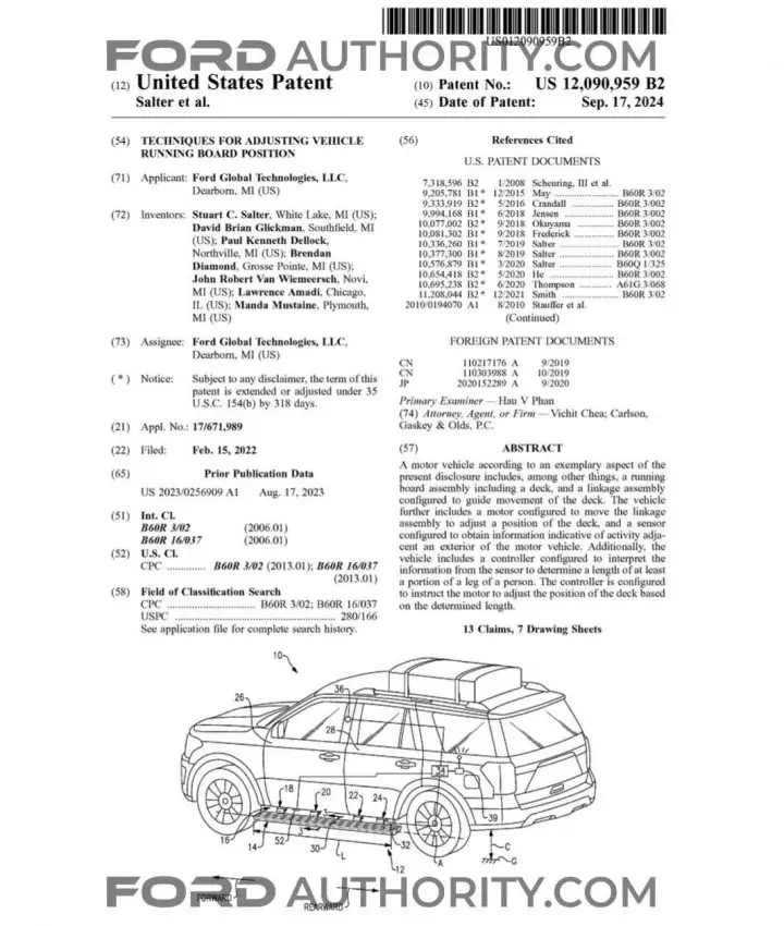 Ford Patent Automatically Adjusting Power Running Boards 001