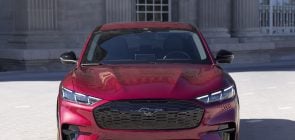 A front view of the 2025 Ford Mustang Mach-E Premium.