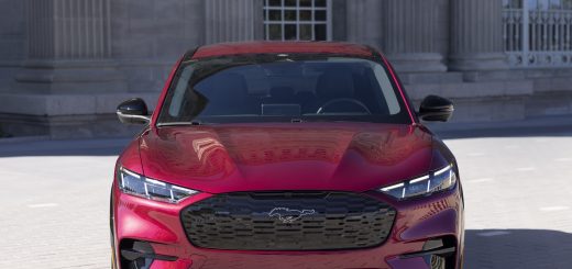 A front view of the 2025 Ford Mustang Mach-E Premium.