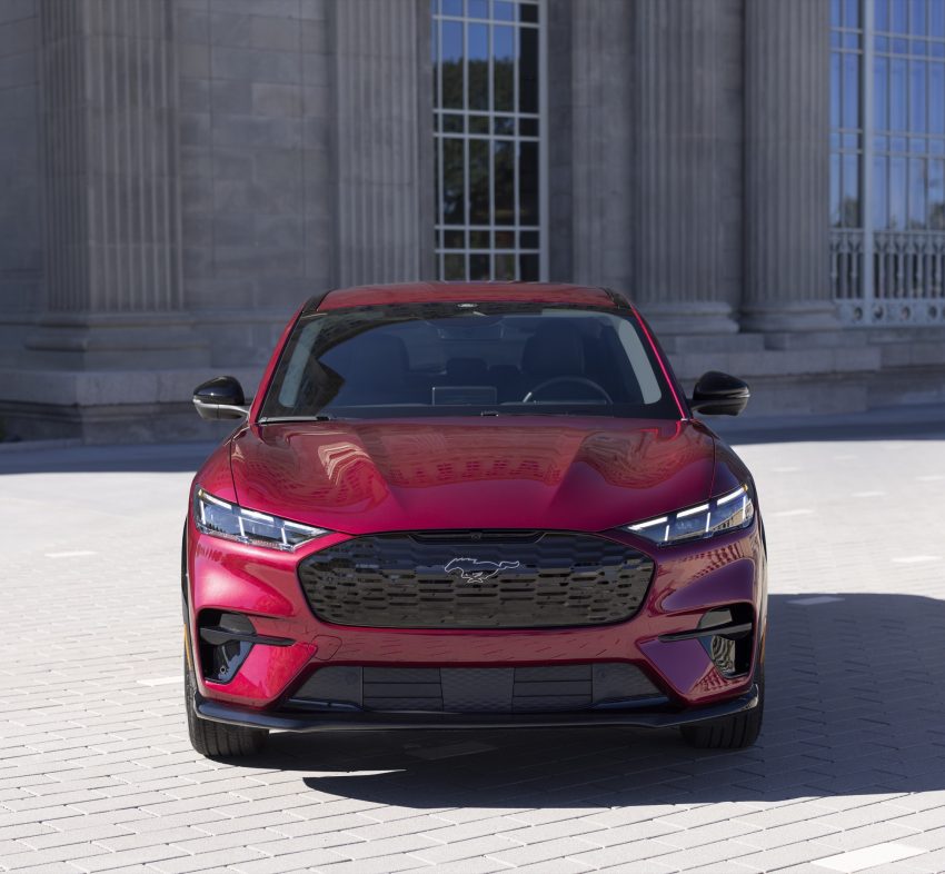 A front view of the 2025 Ford Mustang Mach-E Premium.