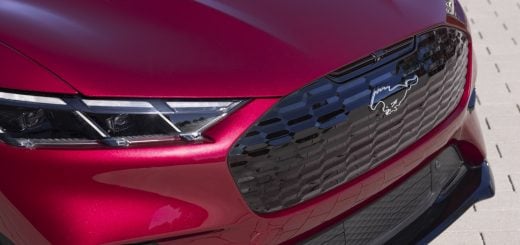 A photo showing the exterior of the 2025 Ford Mustang Mach-E from a front angle.