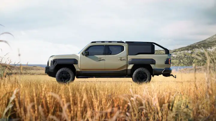 A photo showing the exterior of the 2025 Kia Tasman from a side angle.