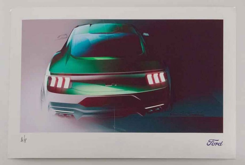 Official 2024 Ford Mustang Rear View Giclee Print For Sale