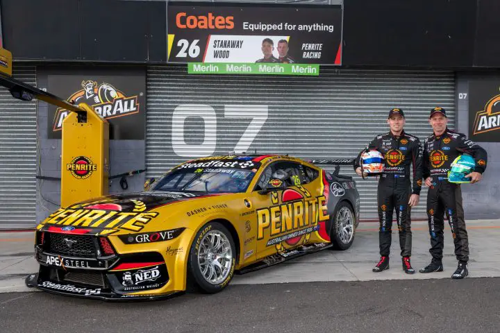 The No. 26 Ford Mustang GT of Penrite Racing with gold livery.