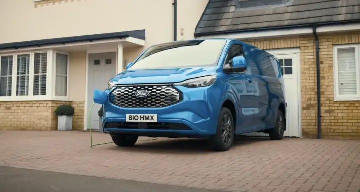Ford Pro E-Transit Custom Home Charging - Exterior 001 - Front Three Quarters