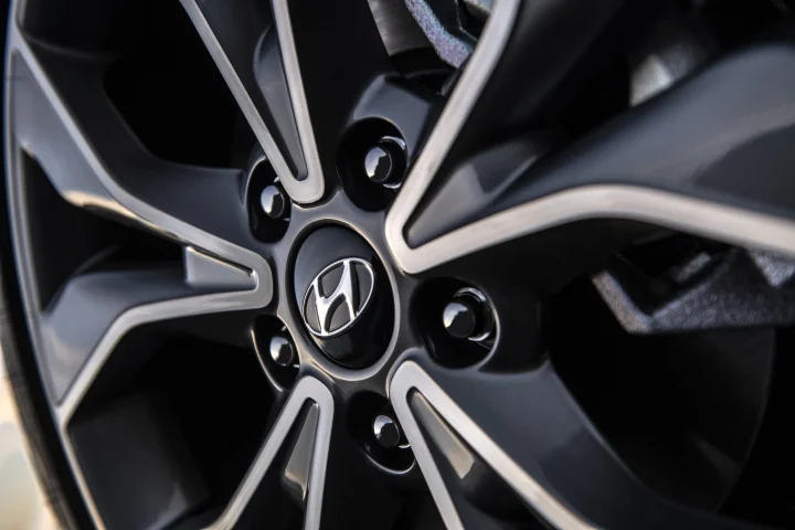 A photo showing the wheel of a Hyundai vehicle.
