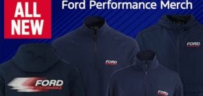 A photo of the new lineup of Ford Performance merchandise.