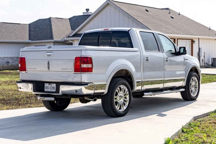 A photo showing the exterior of a 2007 Lincoln Mark LT from a rear three quarters angle.