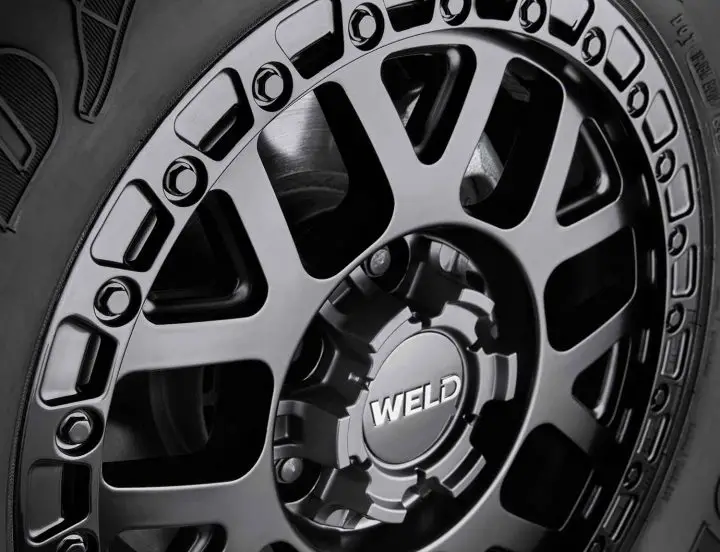 A photo showing the 2021-2024 Ford Bronco Weld Off-Road Wheel Kit.