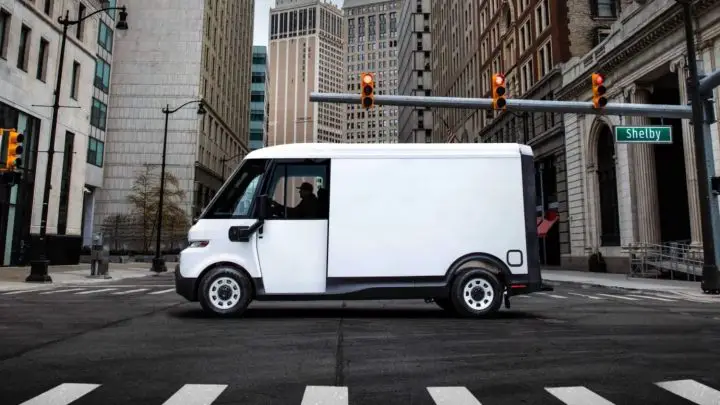 A photo showing the exterior of the 2025 Chevy BrightDrop van from a side angle.
