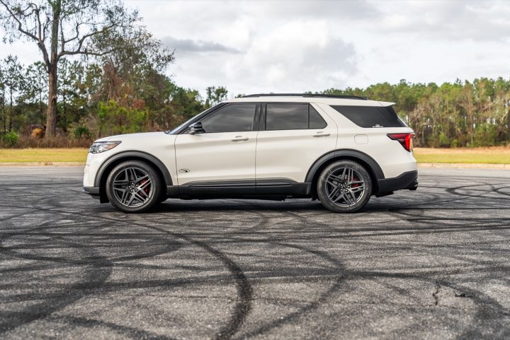 A side view of the 2025 Ford Explorer ST by Steeda. The aftermarket tuner set out to test if a cold air intake actually makes the Explorer ST faster.
