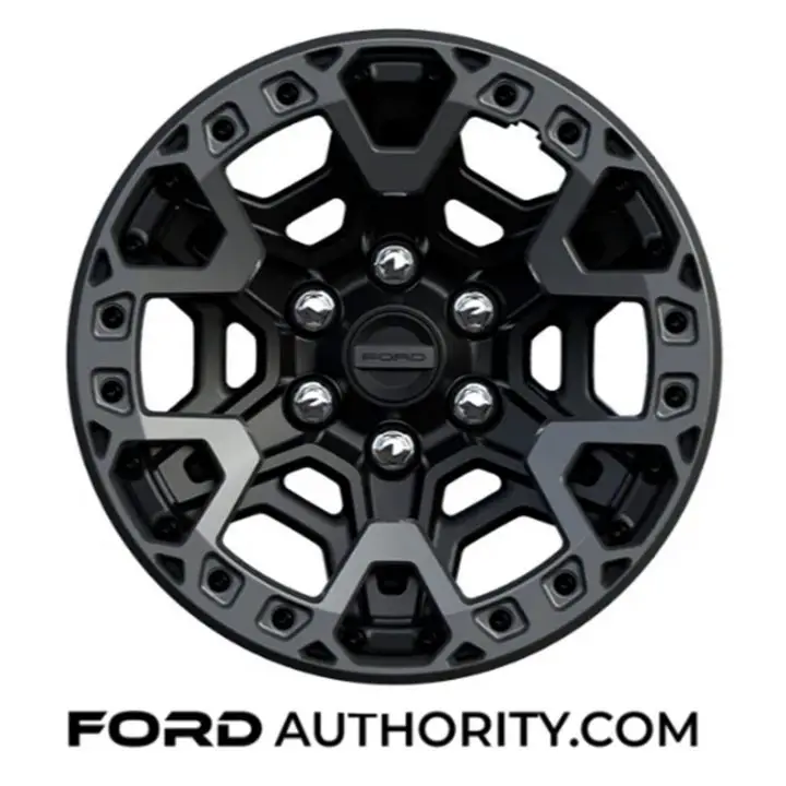 Image of the Unique 17-inch Forged Aluminum Bead-Lock Capable wheel that is standard on the 2025 Ford F-150 Raptor R. 