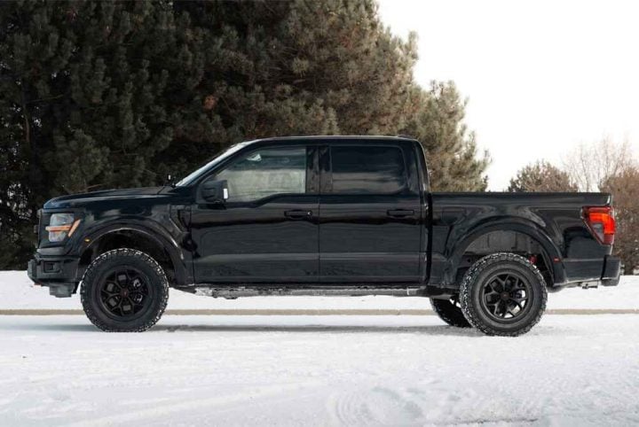 A photo showing the exterior of the 2025 Roush F-150 from a side angle.