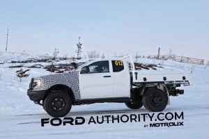 A photo showing the exterior of the 2026 Ford Ranger Super Duty Regular Cab from a side angle.